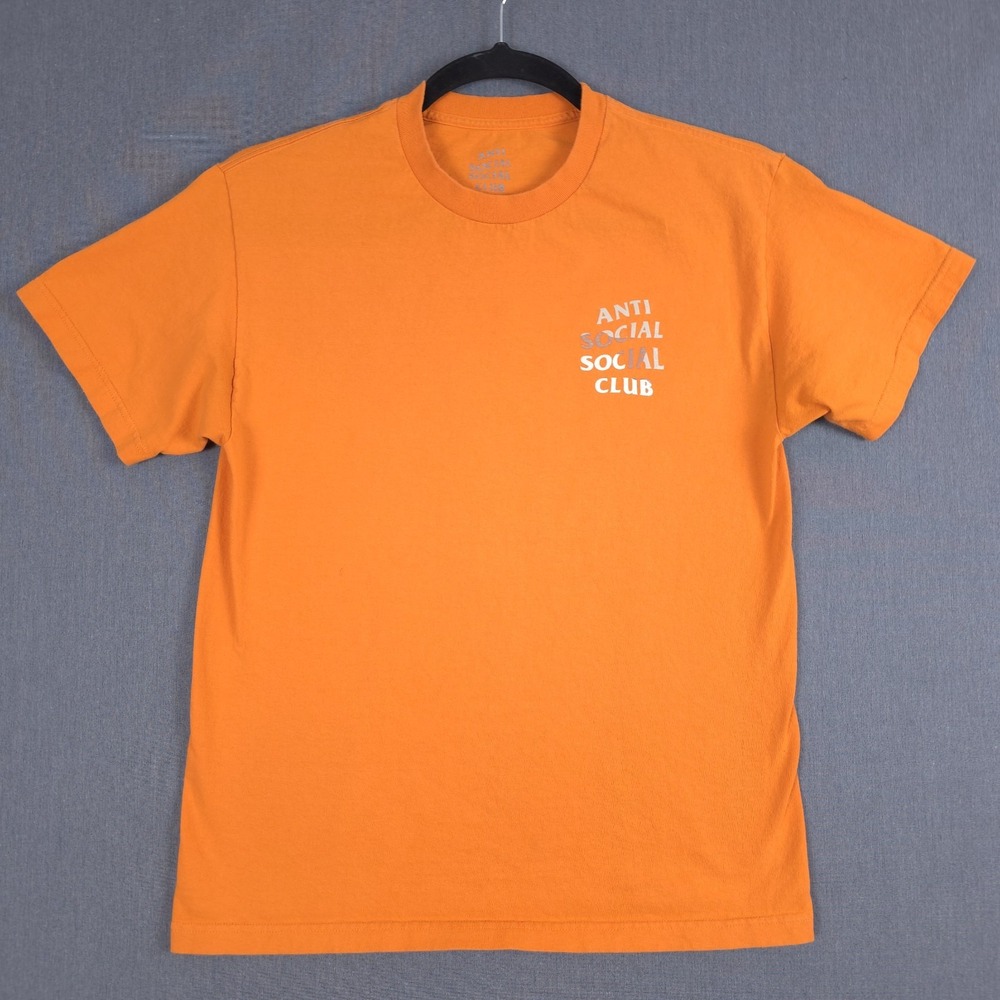 Anti Social Social Club T-Shirt Mens Orange Short Sleeve Camo Logo Crewneck ASSC